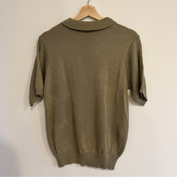 Vintage Beige Knit Polo Top Size M - Picture 5 of 5
